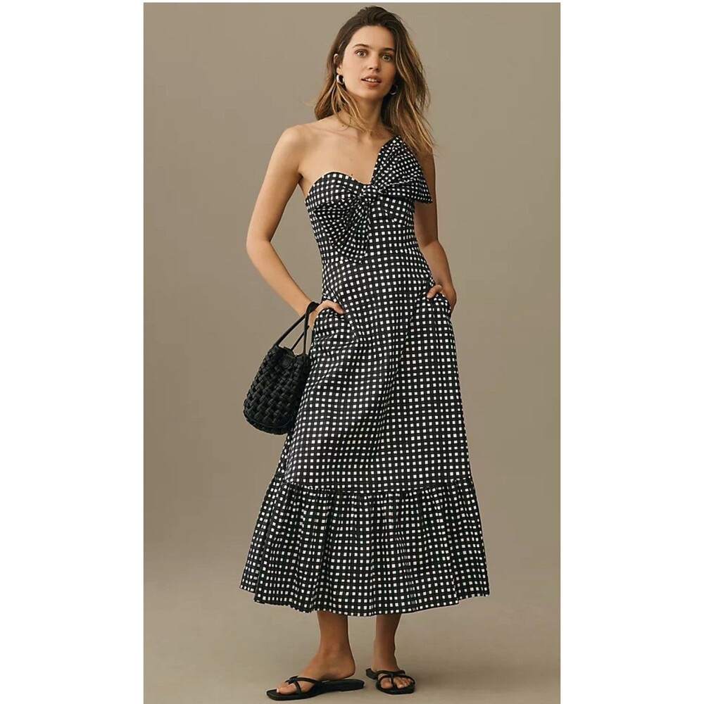 Anthropologie Hutch Maxi Dress Black Bow Boho Classic Preppy Retro Size 10P NWT